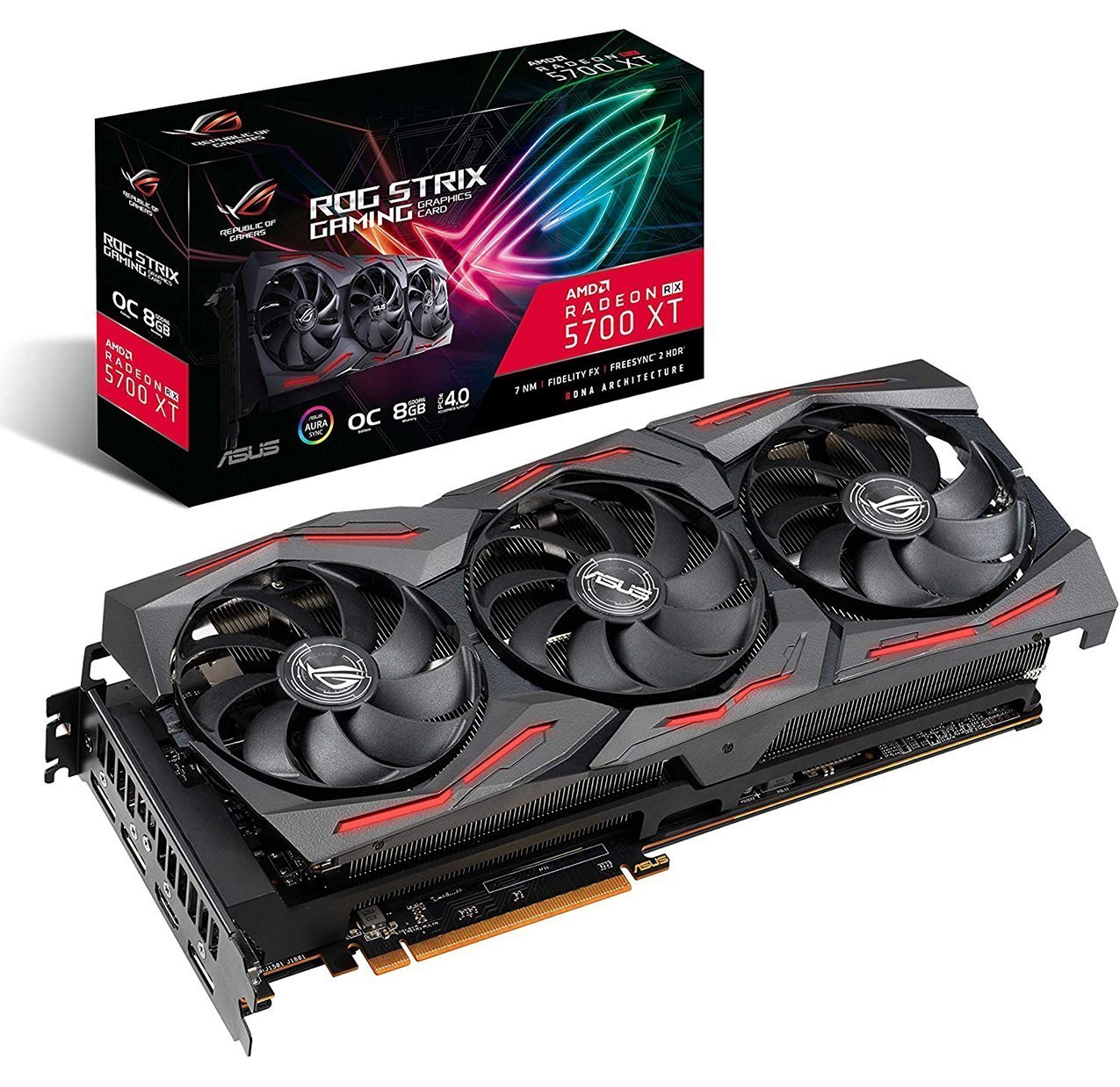 ASUS-RX5700XT-ROG-8GB.jpg کارت گرافیک استوک ASUS RX5700XT ROG STRIX 8GB GDDR6 - Image 1